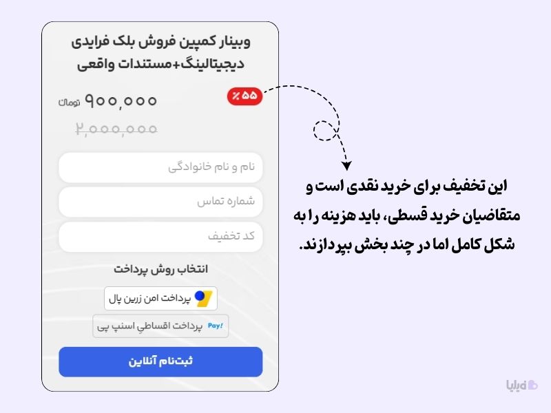 روش تخفیف پرداخت نقدی برای تشویق مشتریان به پرداخت یکجای هزینه‌ها