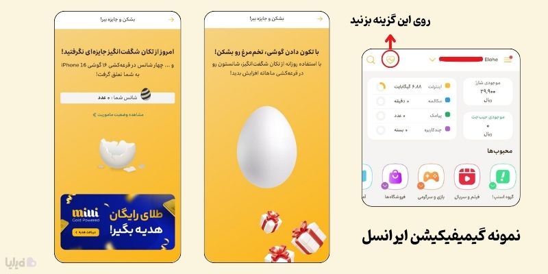 تخم مرغ شانسی ایرانسل، نمونه گیمیفیکیشن 